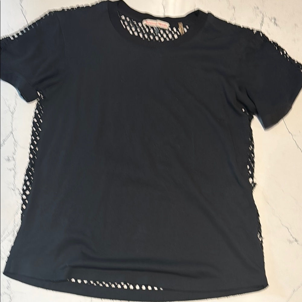 Rebecca Taylor cotton mesh Black Detail Women's Top